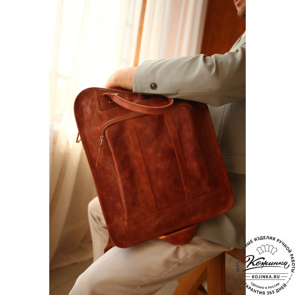 Кожаный рюкзак-сумка "Майкл" (чёрный)